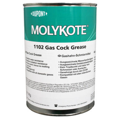MOLYKOTE 1102 Wasserbeständiges Schmierfett für Gas- und Absperrhähnen in 1kg Dose