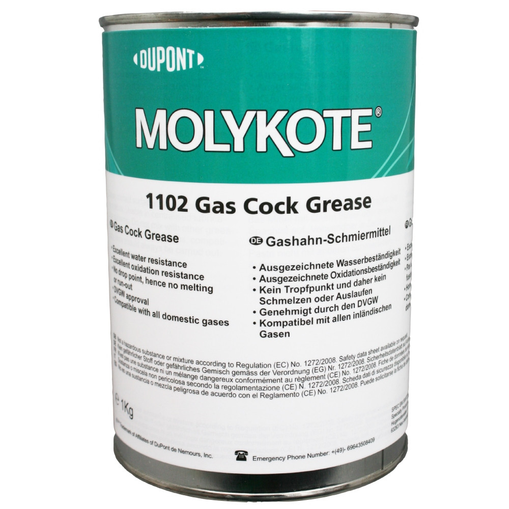 MOLYKOTE 1102 Wasserbeständiges Schmierfett für Gas- und Absperrhähnen in 1kg Dose